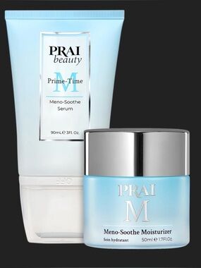 PRAI Beauty | Meno‐Soothe Serum & Moisturizer | Skincare Duo | New | Bonus Gift